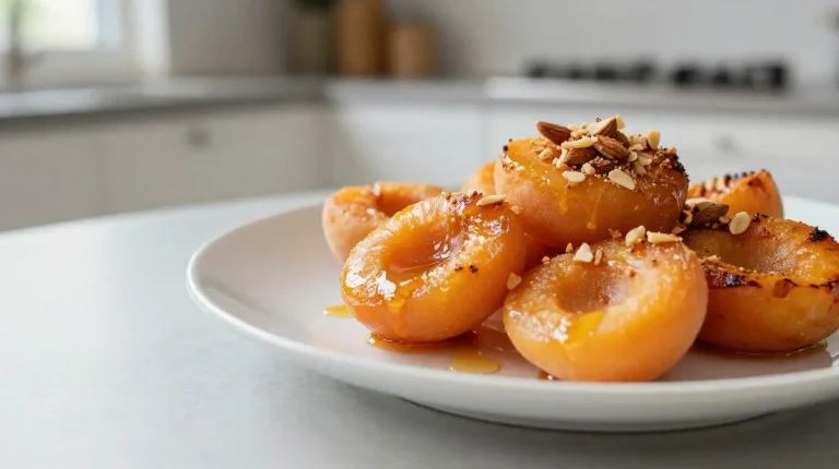 Deliziose albicocche al forno preparate in friggitrice ad aria.