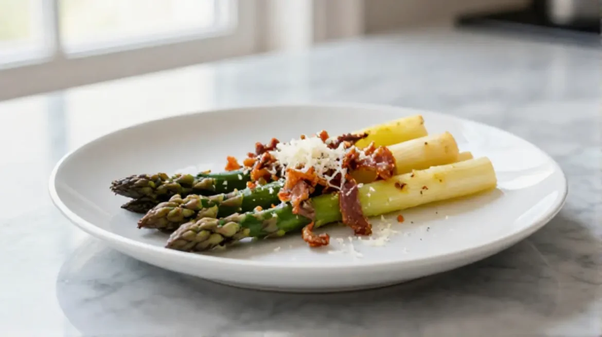 asparagi gratinati in friggitrice ad aria, un delizioso contorno croccante.