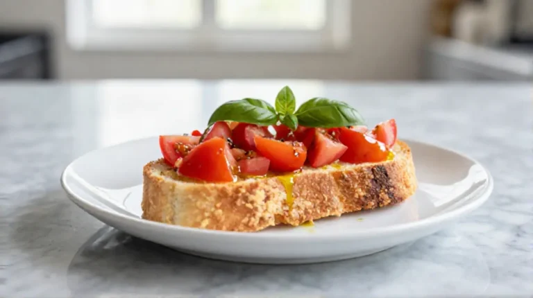 Deliziosa bruschetta in friggitrice ad aria pronta da gustare.