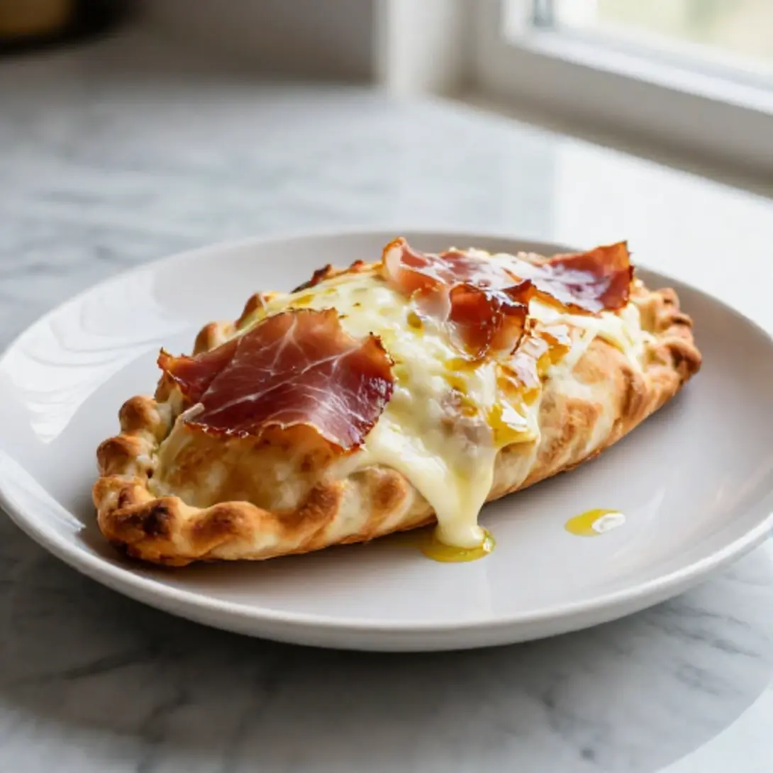 Calzone farcito cucinato perfettamente in friggitrice ad aria.