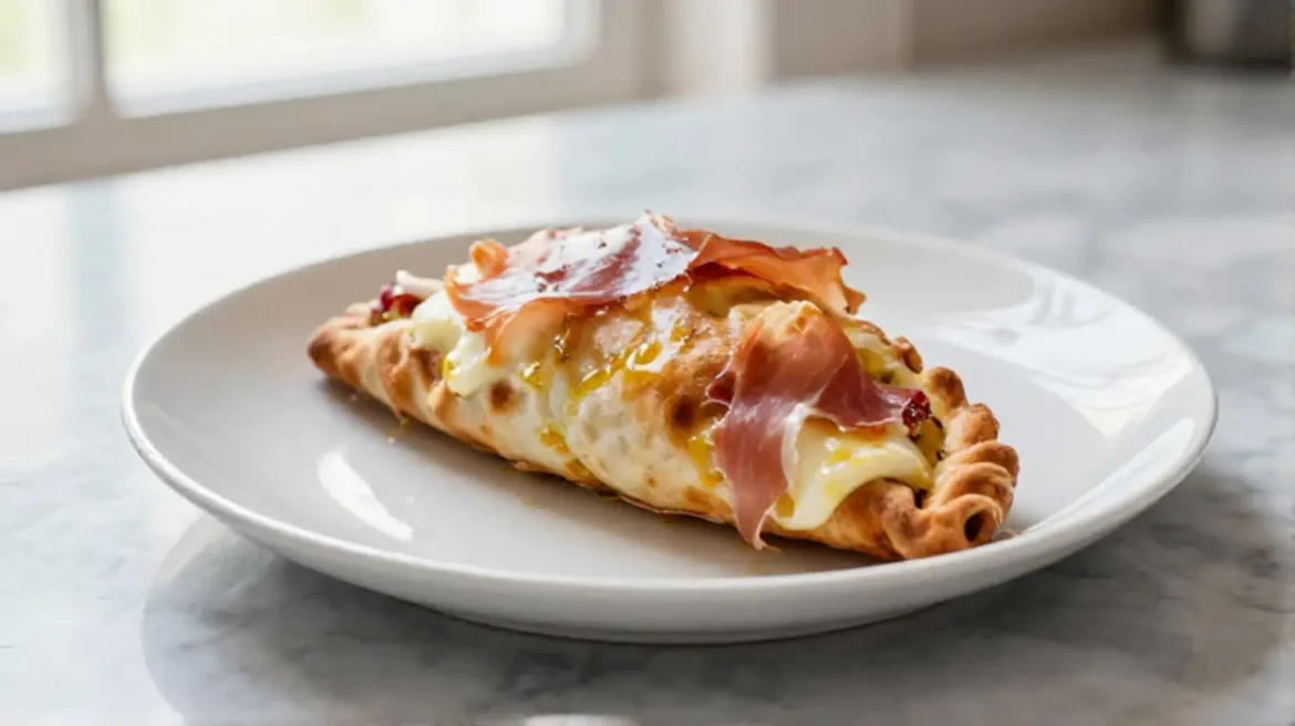 Calzone croccante e delizioso preparato in friggitrice ad aria.