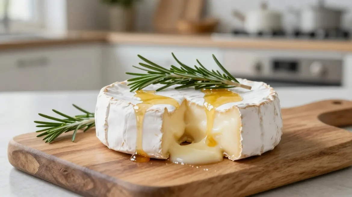 Delizioso camembert al forno perfettamente croccante cotto in friggitrice ad aria.