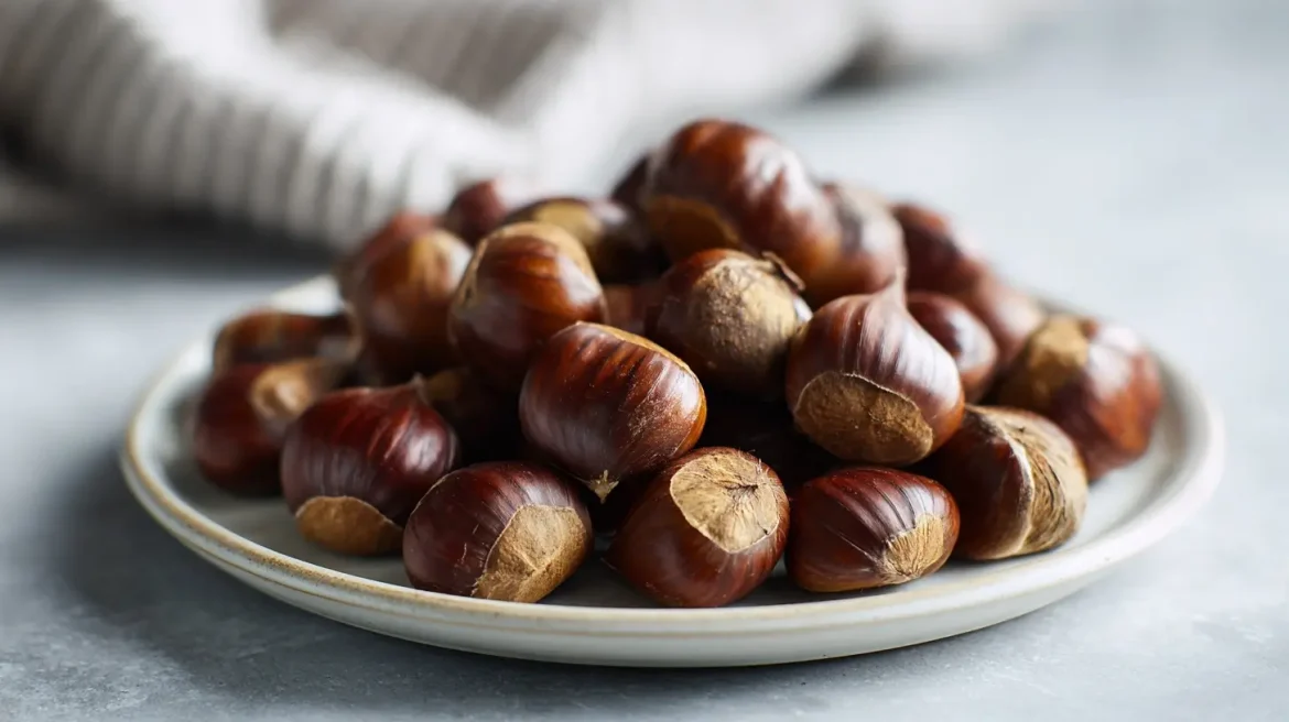 Deliziose castagne cotte nella friggitrice ad aria.