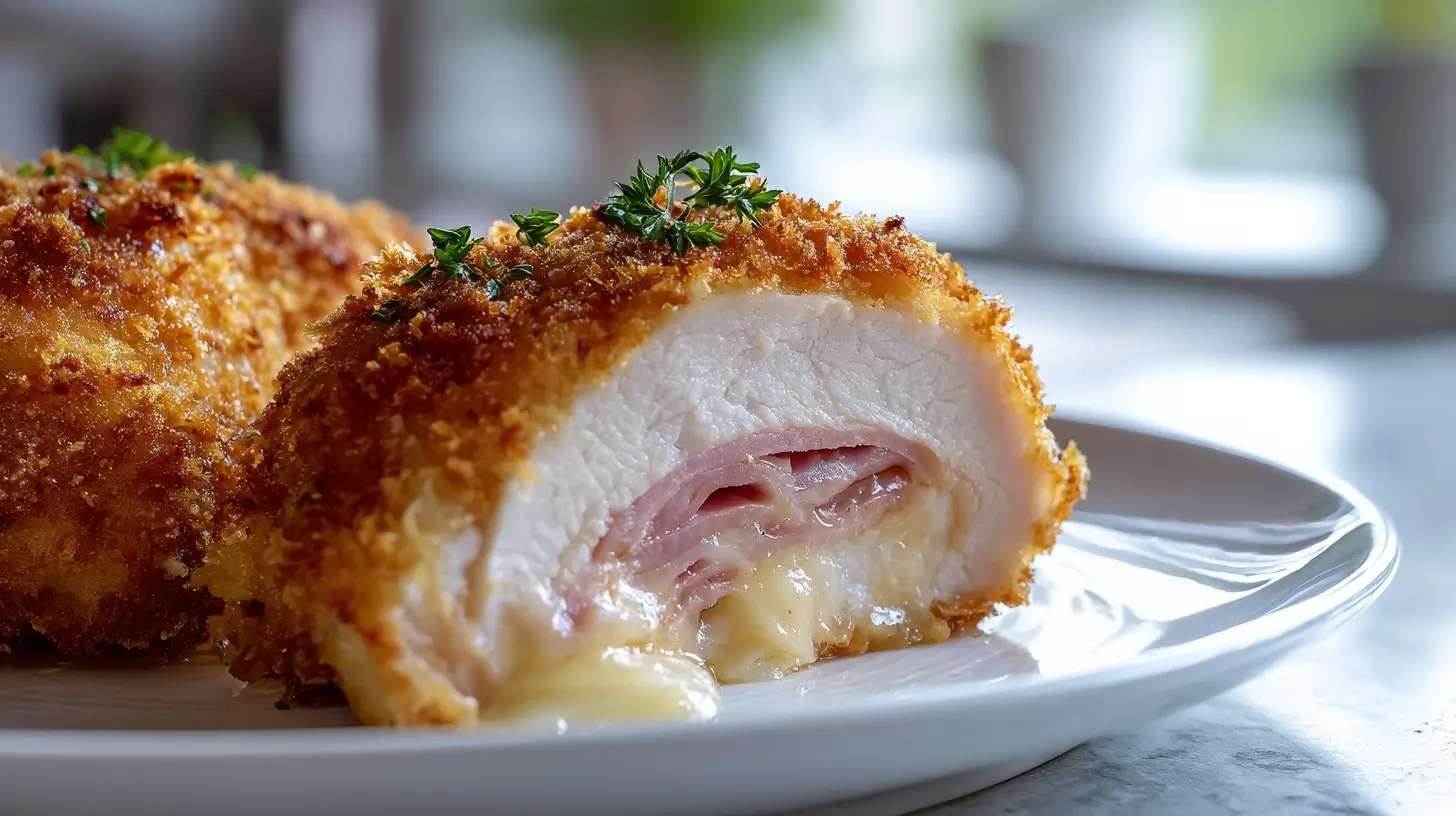 Cordon bleu cucinato in friggitrice ad aria, gustosissimo e croccante.