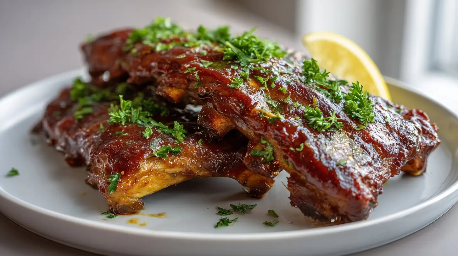 Deliziose costine in friggitrice ad aria, pronte da gustare per una cena speciale.