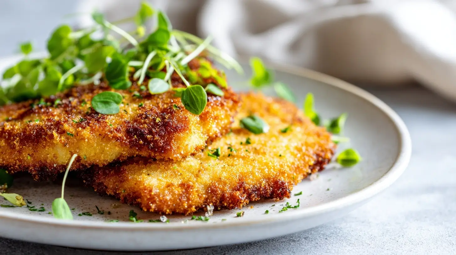 Deliziosa cotoletta in friggitrice ad aria, croccante e saporita.