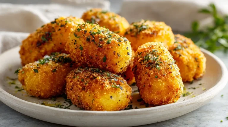 Deliziose crocchette di patate preparate in friggitrice ad aria.