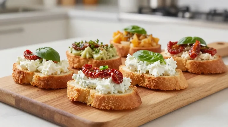 Deliziosi crostini misti preparati nella friggitrice ad aria, perfetti per un aperitivo gustoso.