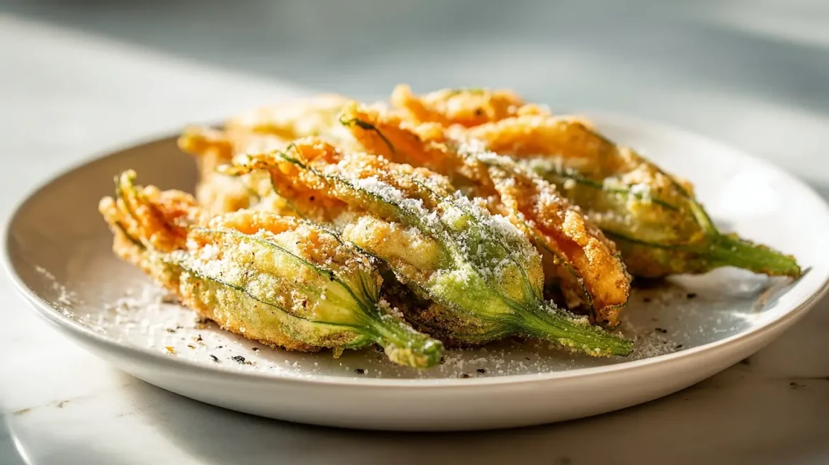 Deliziosi fiori di zucca cucinati in friggitrice ad aria