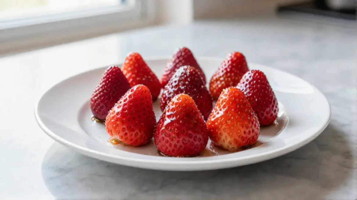 Deliziose fragole in friggitrice ad aria pronte per essere gustate.