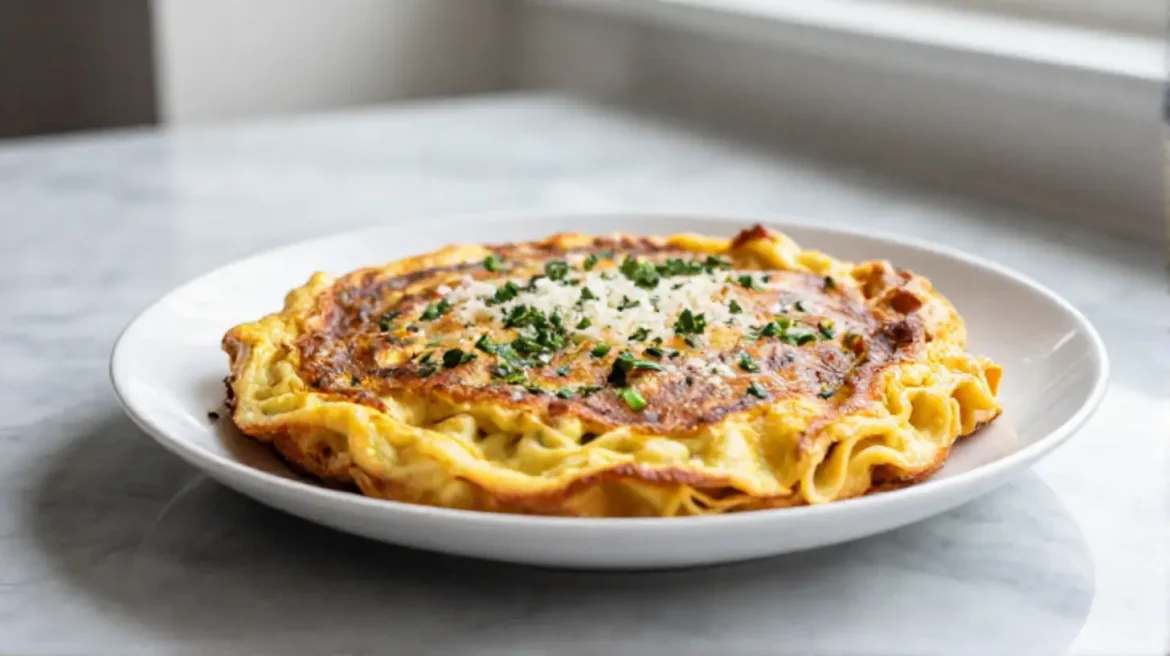 Frittata di pasta in friggitrice ad aria Frittata di pasta cotta in friggitrice ad aria, una deliziosa ricetta italiana.