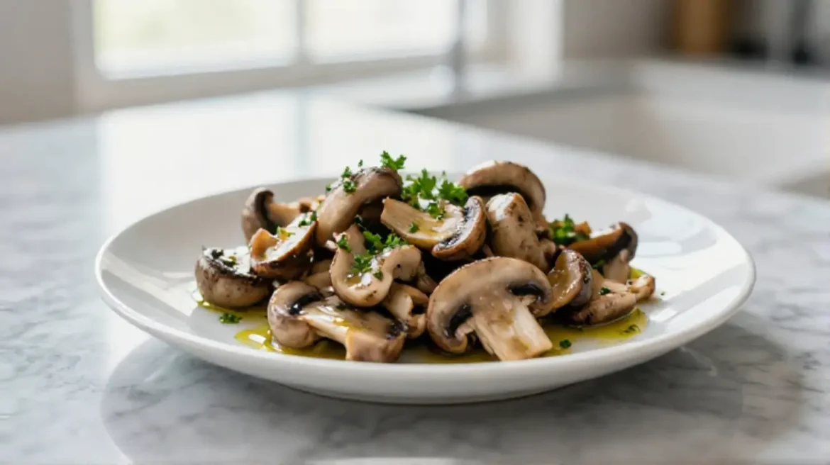 Deliziosi funghi in friggitrice ad aria croccanti e saporiti.