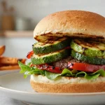 Squisito hamburger di verdure cotto in friggitrice ad aria, leggero e saporito.