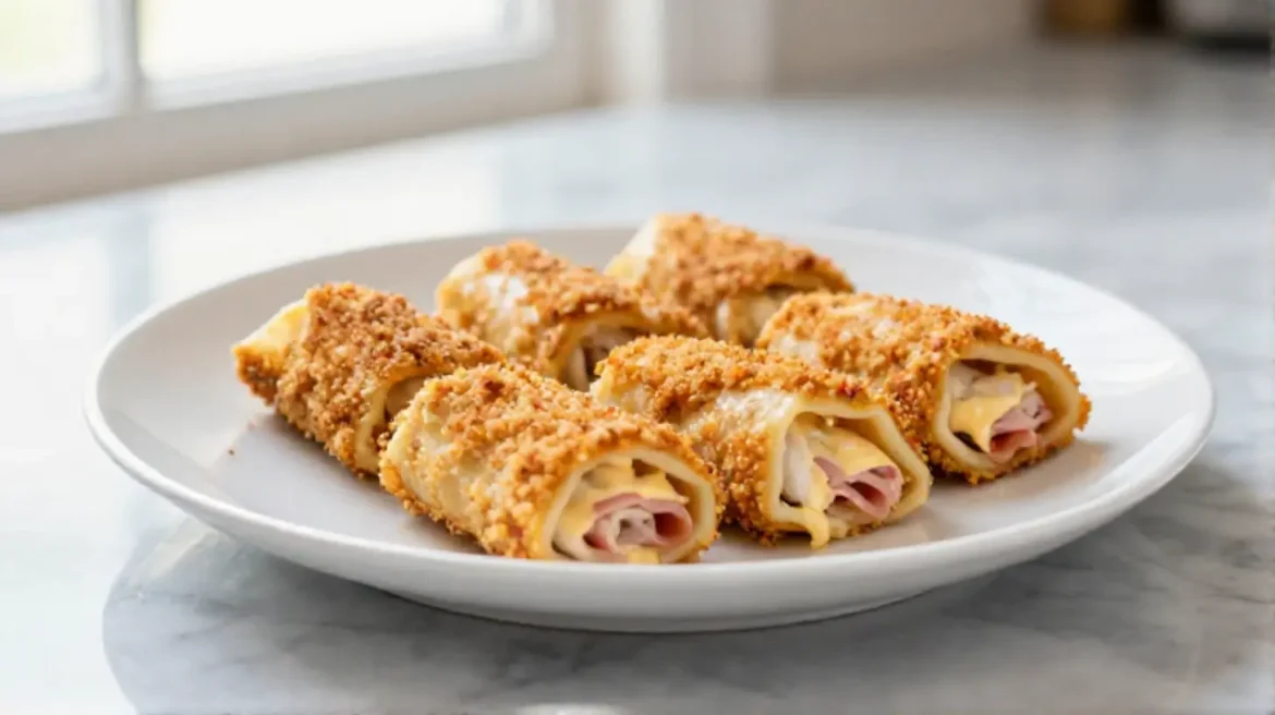 involtini di pollo cotti in friggitrice ad aria croccanti e gustosi.