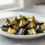 Deliziose melanzane a funghetto preparate in friggitrice ad aria.