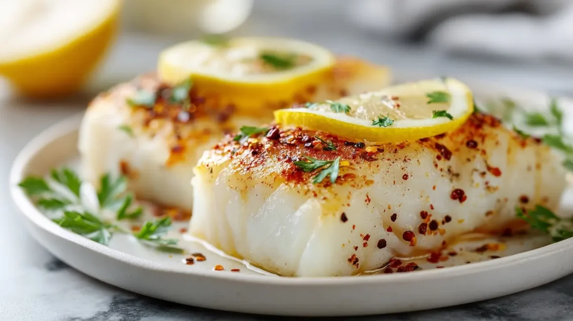 Merluzzo croccante cotto in friggitrice ad aria per un pasto delizioso.