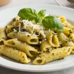 Deliziosa pasta al pesto cotta in friggitrice ad aria con un sapore unico.