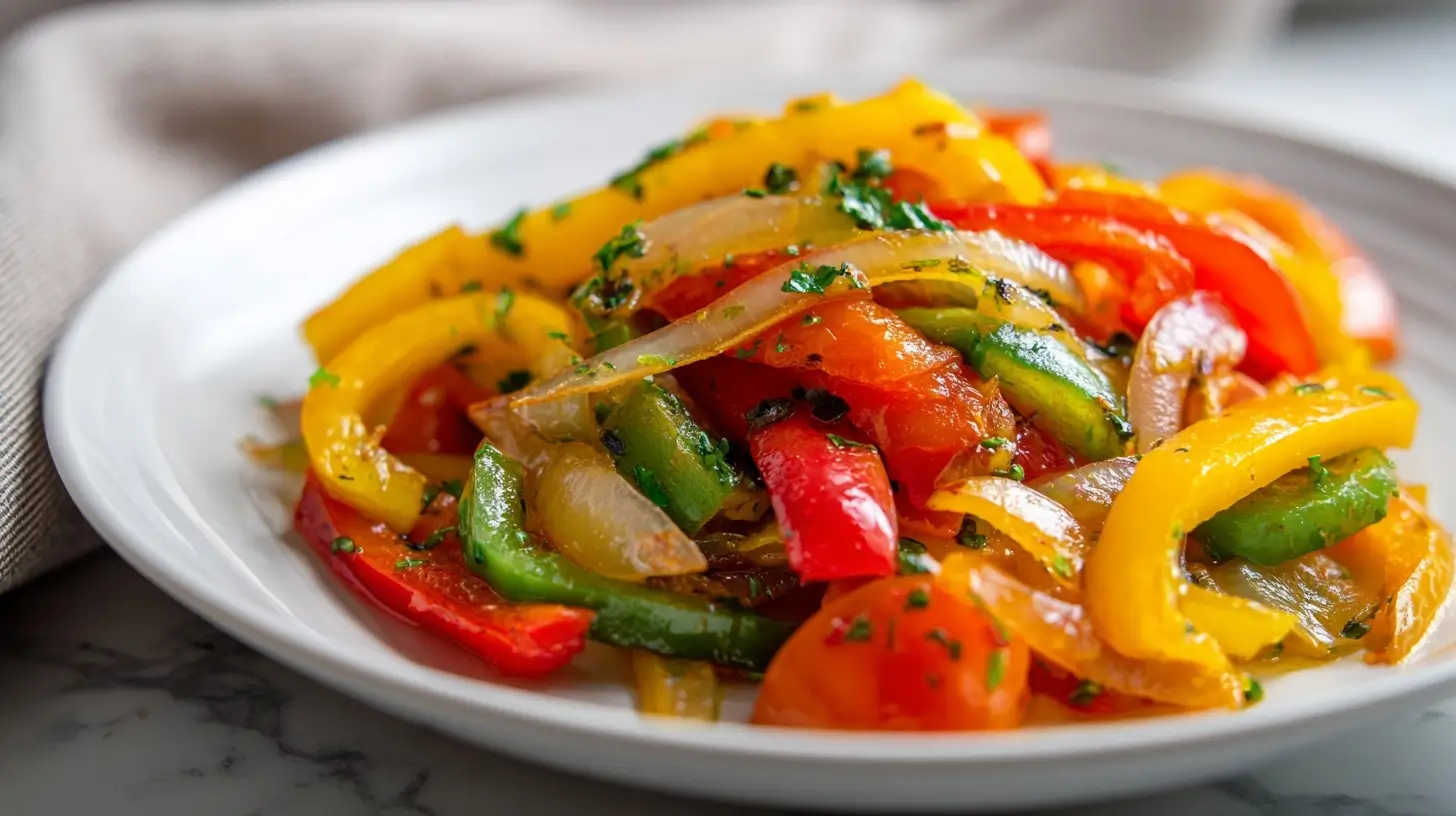 Peperonata preparata in friggitrice ad aria per un piatto sano e gustoso.