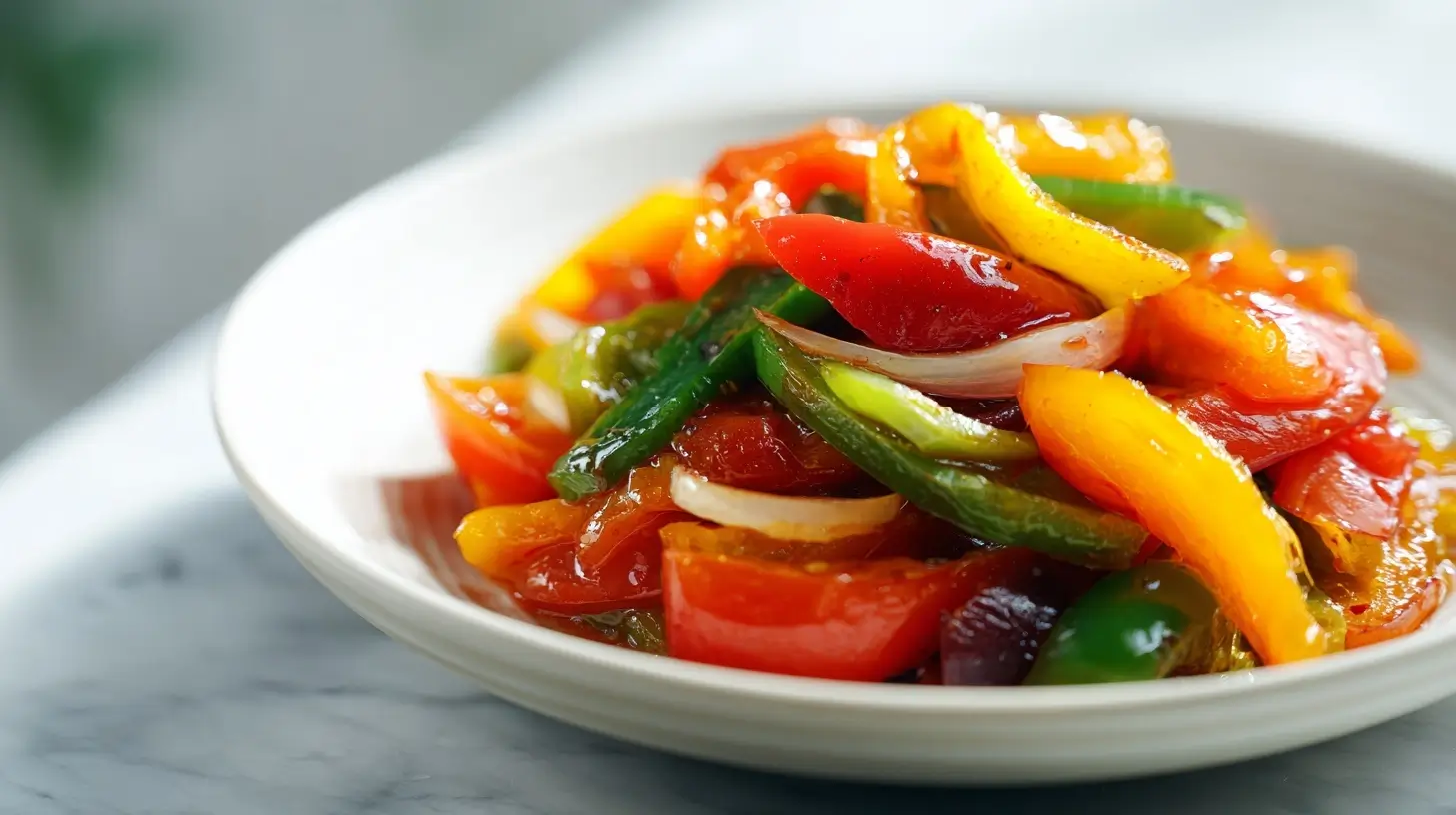 Peperonata preparata in friggitrice ad aria, un piatto delizioso e leggero.