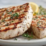 Delizioso pesce spada cotto in friggitrice ad aria.