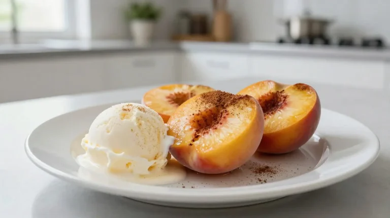 Pesche al forno in friggitrice ad aria Deliziose pesche al forno preparate nella friggitrice ad aria.