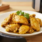 Delizioso pollo al curry preparato nella friggitrice ad aria per un piatto leggero e saporito.