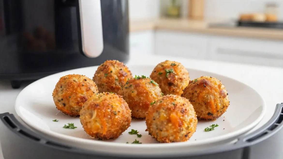 Polpette di carote in friggitrice ad aria Deliziose polpette di carote preparate nella friggitrice ad aria, leggere e saporite.