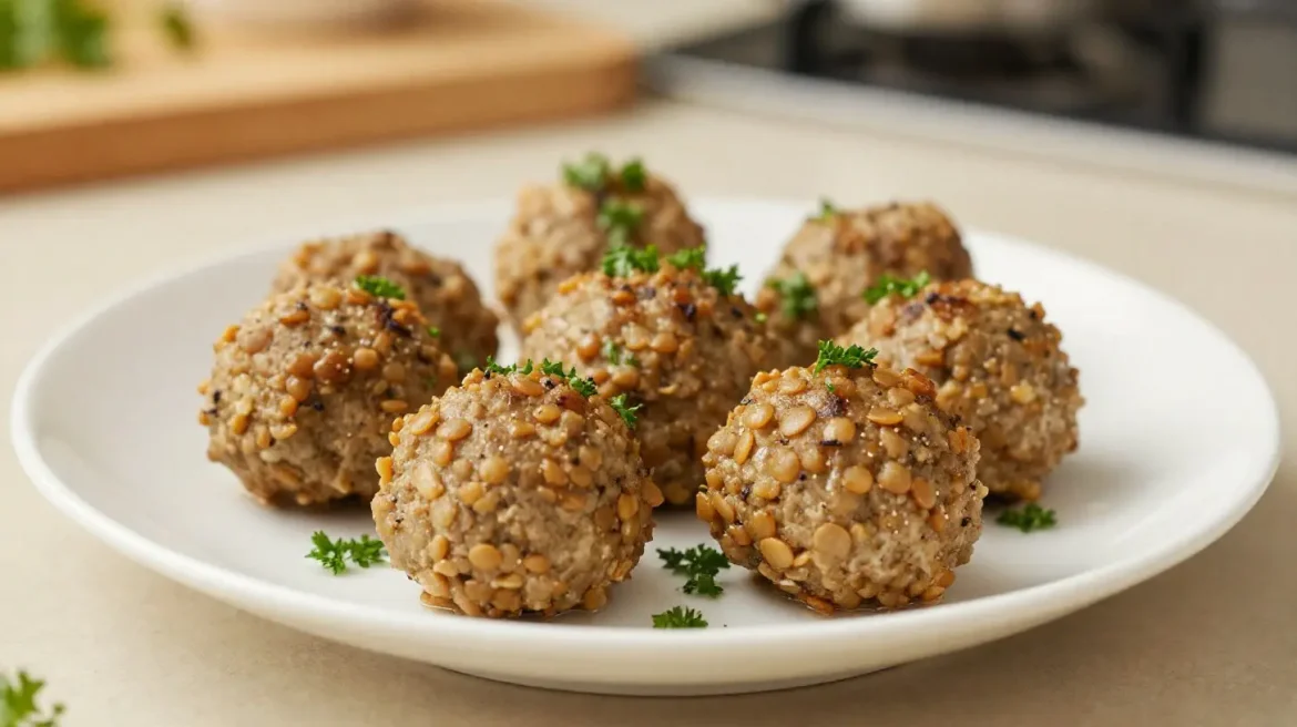 Deliziose polpette di lenticchie preparate in friggitrice ad aria, croccanti e saporite.