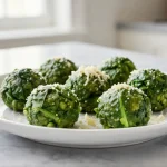 Deliziose polpette di spinaci cucinate in friggitrice ad aria.