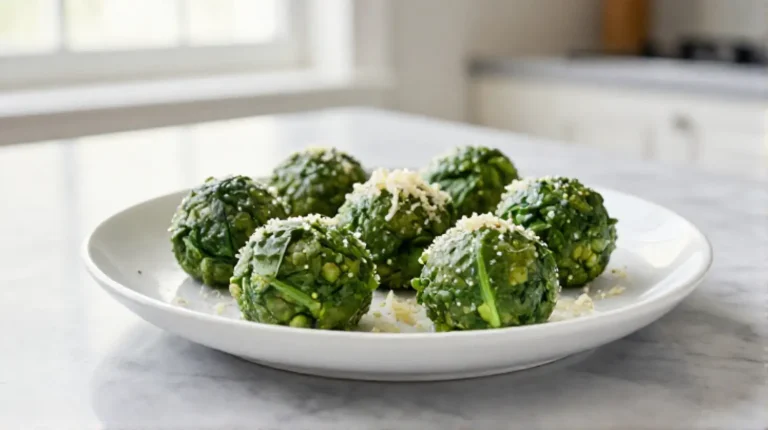 Deliziose polpette di spinaci cucinate in friggitrice ad aria.