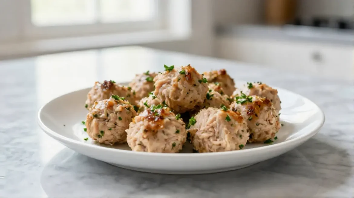 Deliziose polpette di tonno pronte da gustare, cotte in friggitrice ad aria.