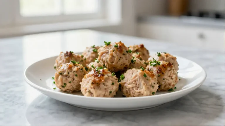 Deliziose polpette di tonno pronte da gustare, cotte in friggitrice ad aria.