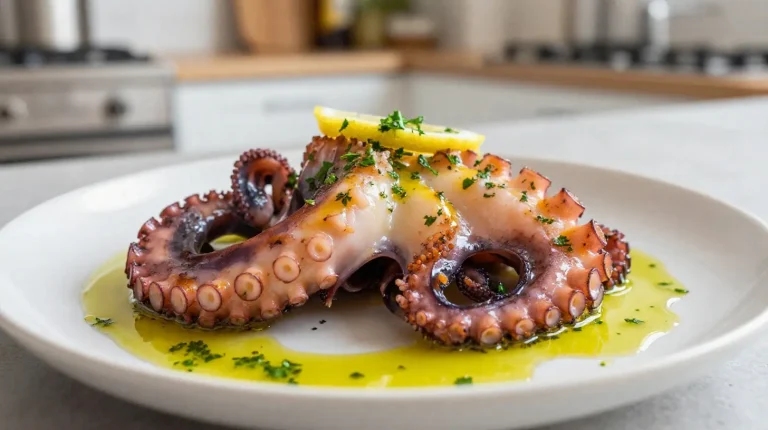 Delizioso polpo cotto in friggitrice ad aria, tenero e saporito.