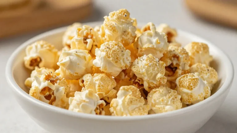 Deliziosi popcorn preparati nella friggitrice ad aria per uno snack leggero e croccante.