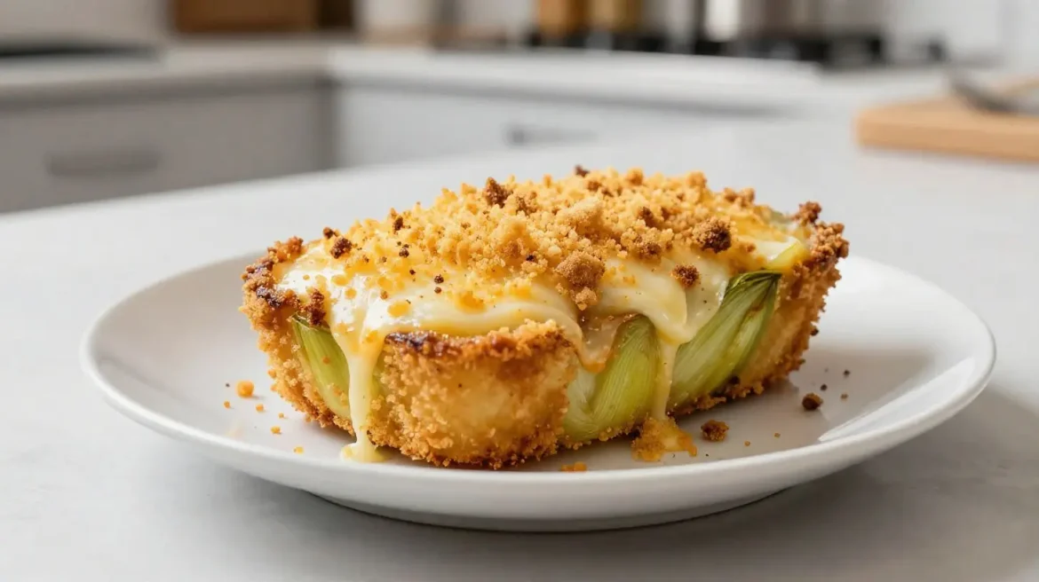 Porri gratinati in friggitrice ad aria Deliziosi porri gratinati cotti nella friggitrice ad aria per una sorprendente croccantezza.