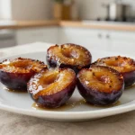 Deliziose prugne al forno preparate nella friggitrice ad aria, perfette per un dolce leggero e sano.