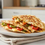 Deliziose quesadilla preparate in friggitrice ad aria, perfette per una cena veloce.