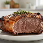 Delizioso roast beef cucinato in friggitrice ad aria, tenero e saporito.