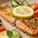 Salmone croccante in crosta preparato nella friggitrice ad aria, delizioso e leggero.