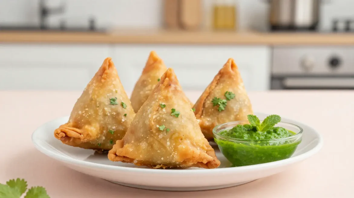 Deliziose samosa croccanti cotte nella friggitrice ad aria.