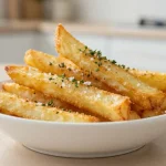 Delizioso sedano rapa preparato nella friggitrice ad aria, croccante e saporito.