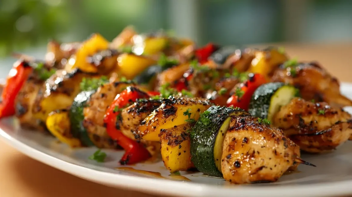 Deliziosi spiedini cotti in friggitrice ad aria per una cena leggera e gustosa.