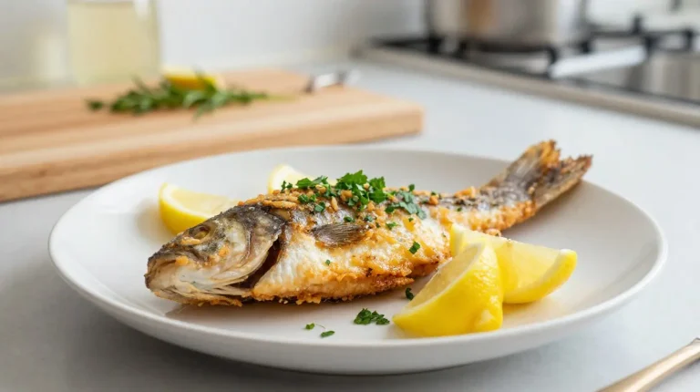 Deliziosa spigola cotta nella friggitrice ad aria, perfetta per una cena leggera.