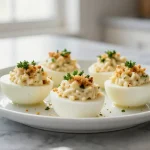 Deliziose uova ripiene cotte in friggitrice ad aria.